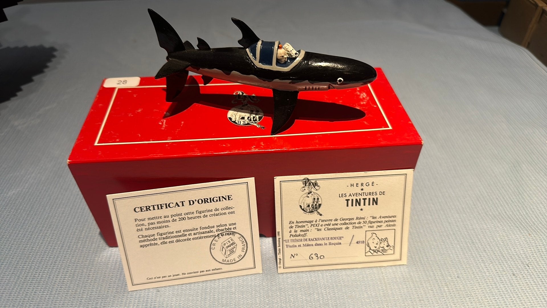 Tintin et Milou dans le requin 1e version, Collections, Enlèvement ou Envoi, Tintin, Comme neuf, Statue ou Figurine