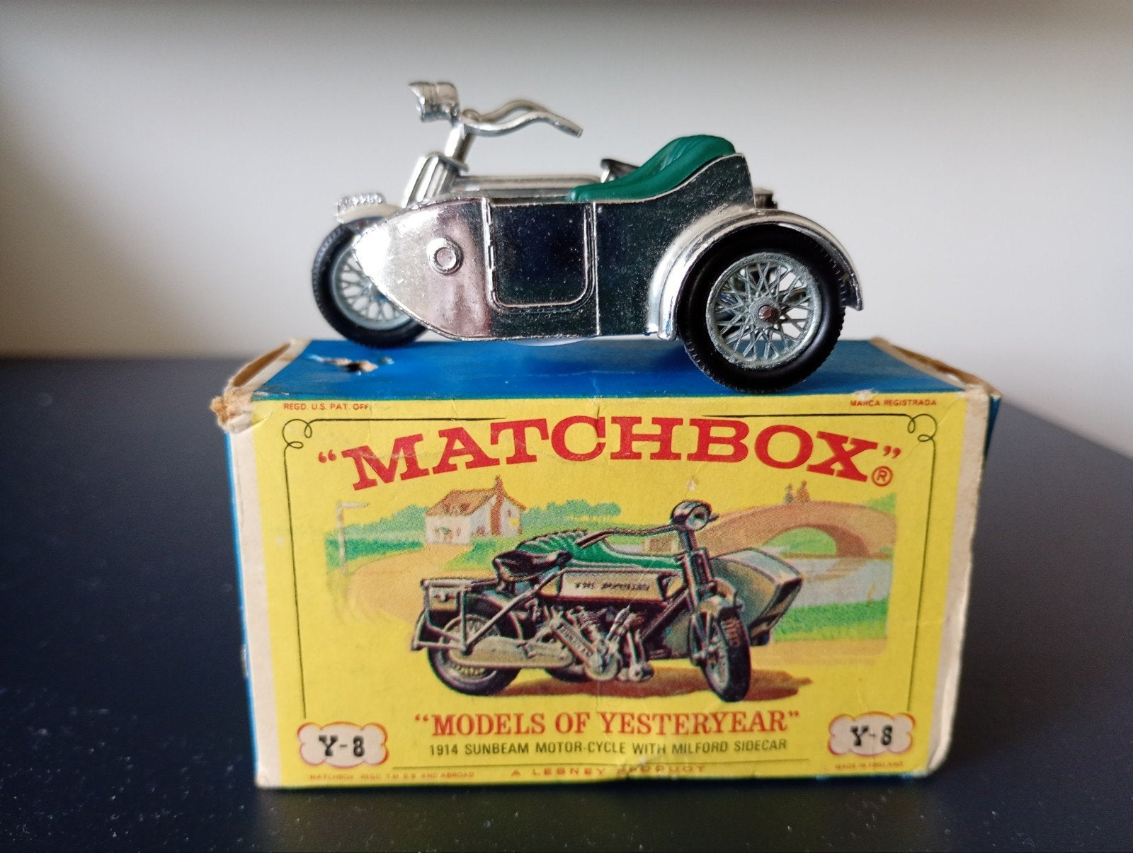 Matchbox Models of Yesteryear Y-8 1914 Sunbeam Motor Cycle, Ophalen of Verzenden, Zo goed als nieuw, Matchbox