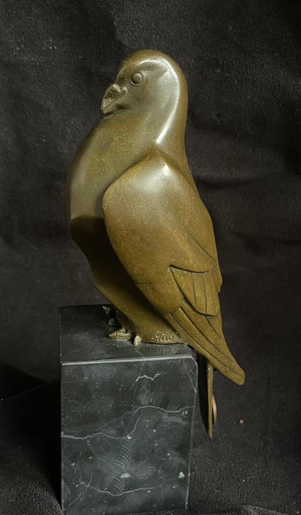 Bronzen art deco duif. Milo/stempel zuiver brons, Ophalen of Verzenden, Art deco, Brons, Beeld