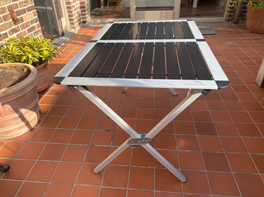 Plooibare campingtafel easy camp, zwart/grijs, alluminium,, Ophalen, Zo goed als nieuw, Campingtafel