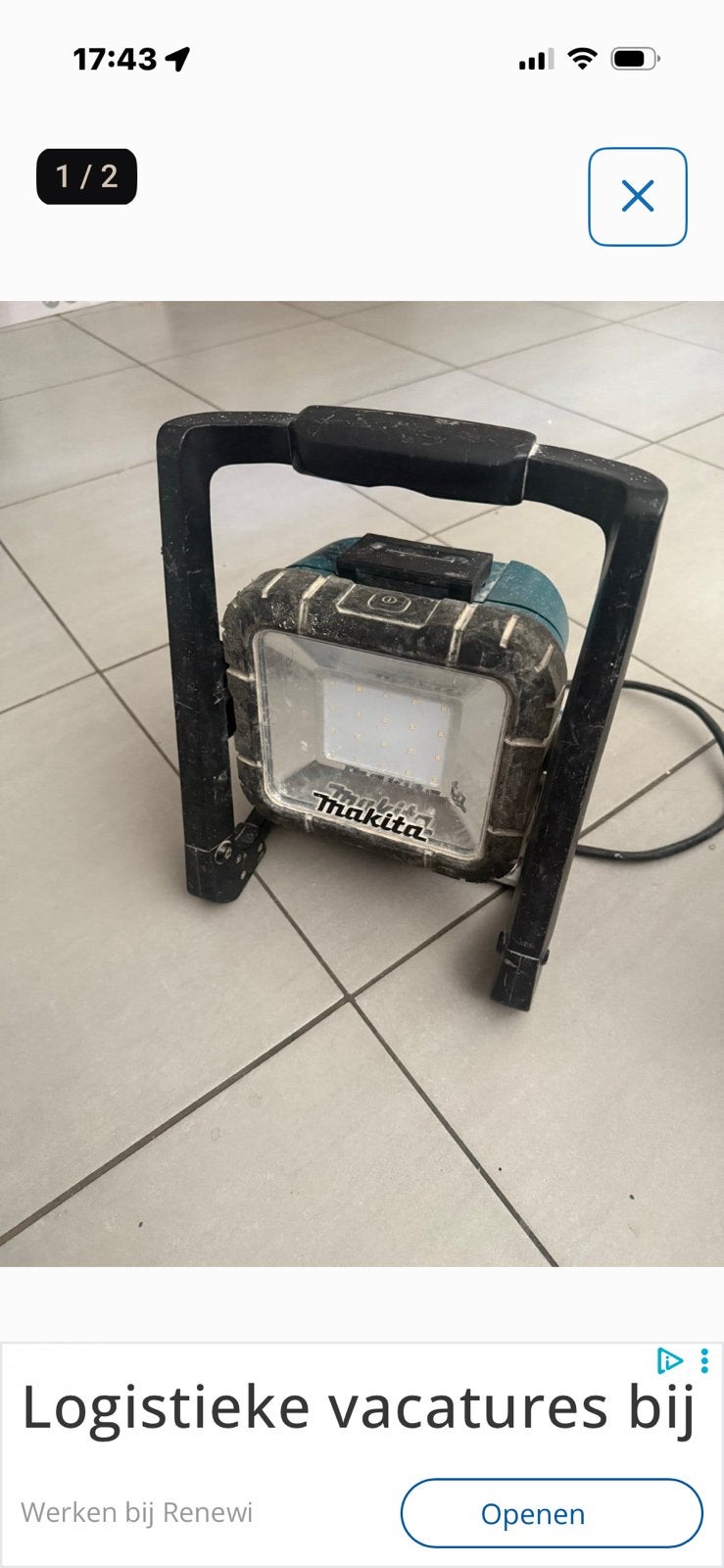makita bouwlamp gebruikt maar nog in goede staat, Ophalen, Zo goed als nieuw
