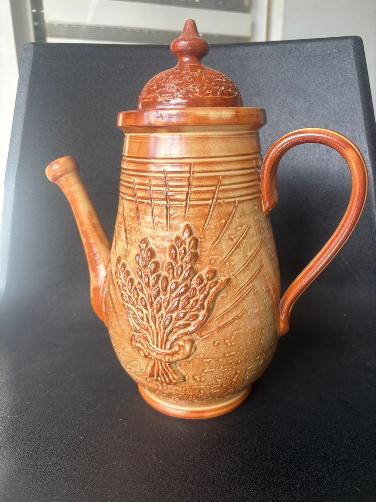 Grande cafetière/verseuse vintage en grès –Décor épis de blé, Antiquités & Art, Enlèvement