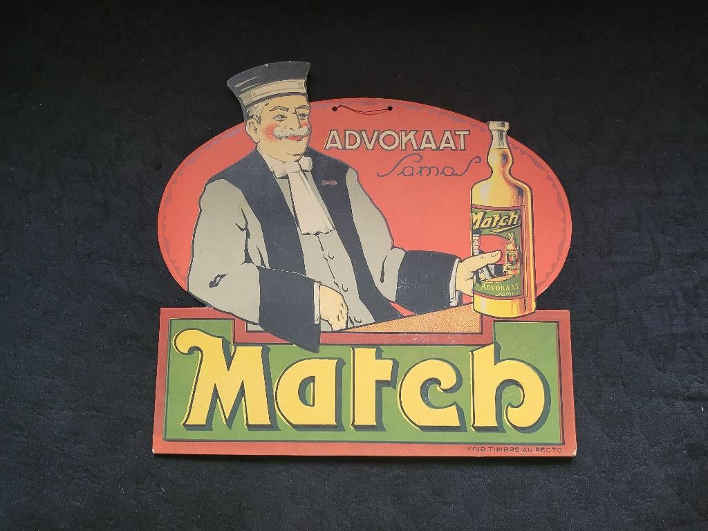 ancienne publicité carton advokaat samas match, Enlèvement ou Envoi, Utilisé, Panneau publicitaire