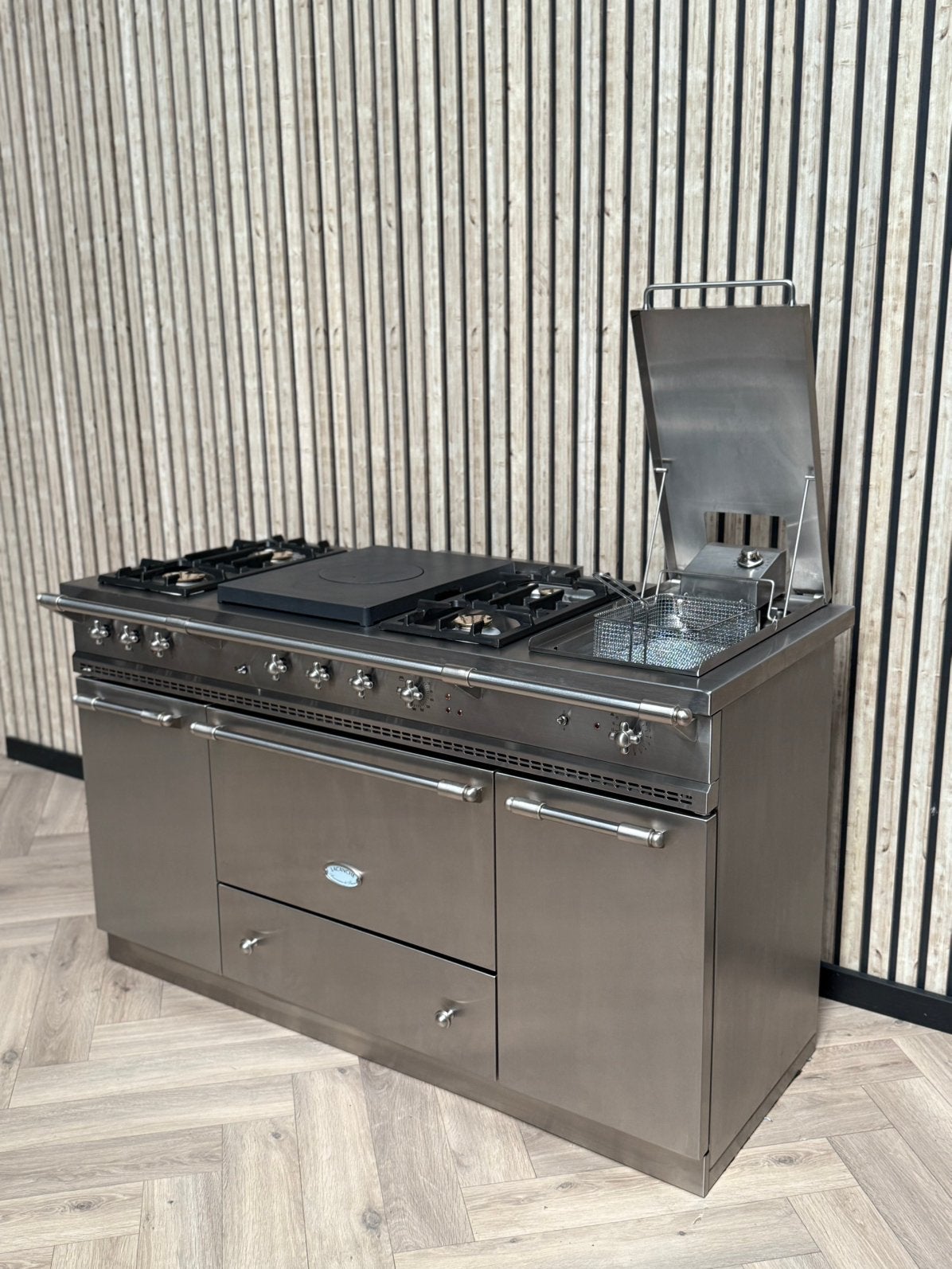 Lacanche Gas Inox 150cm + Hete Lucht + Warmhoudkast, Ophalen of Verzenden, Grill, Elektrisch