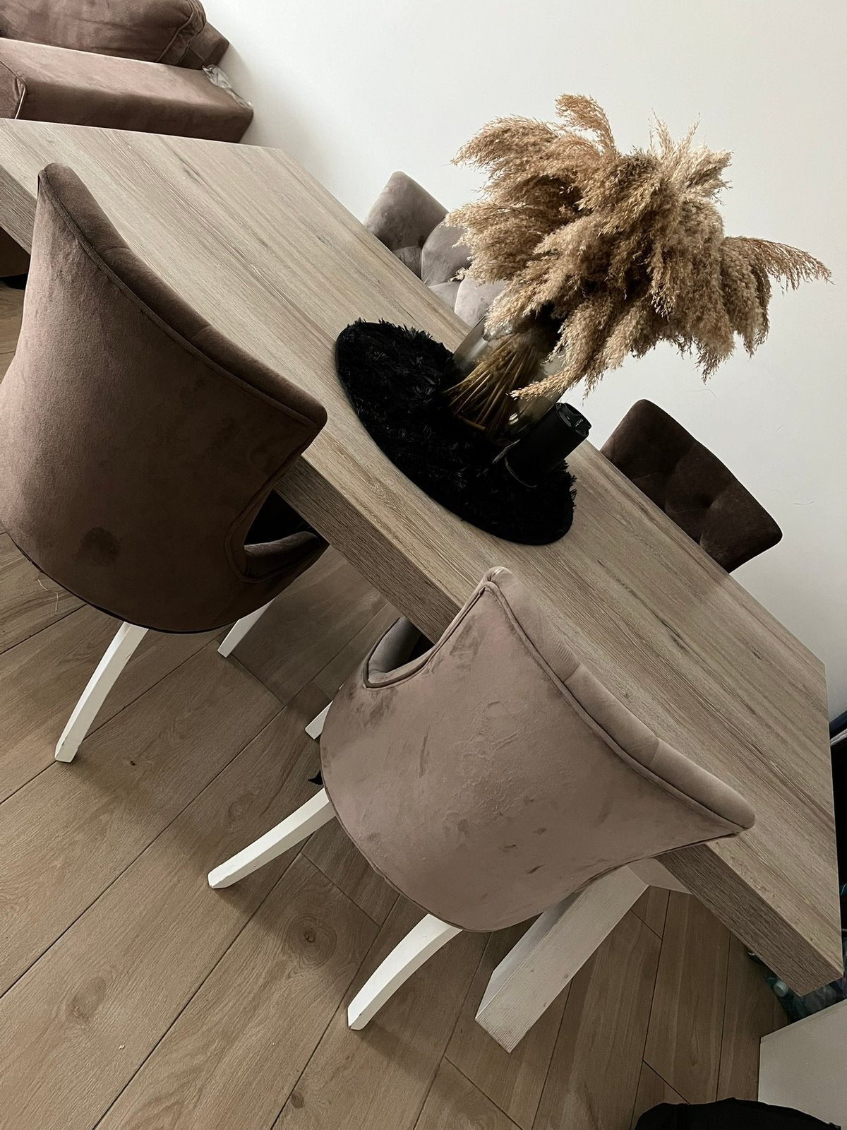 Eettafel + salontafel set + 4 stoelen, Ophalen, Zo goed als nieuw, 4 tot 6 stoelen
