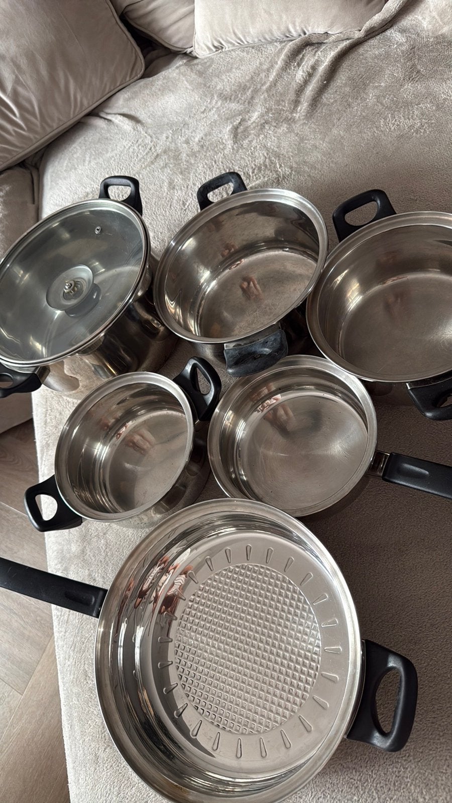 BergHOFF 18/10 RVS set – Thermic bodem– levenslange garantie, Huis en Inrichting, Ophalen, Zo goed als nieuw, Koekenpan