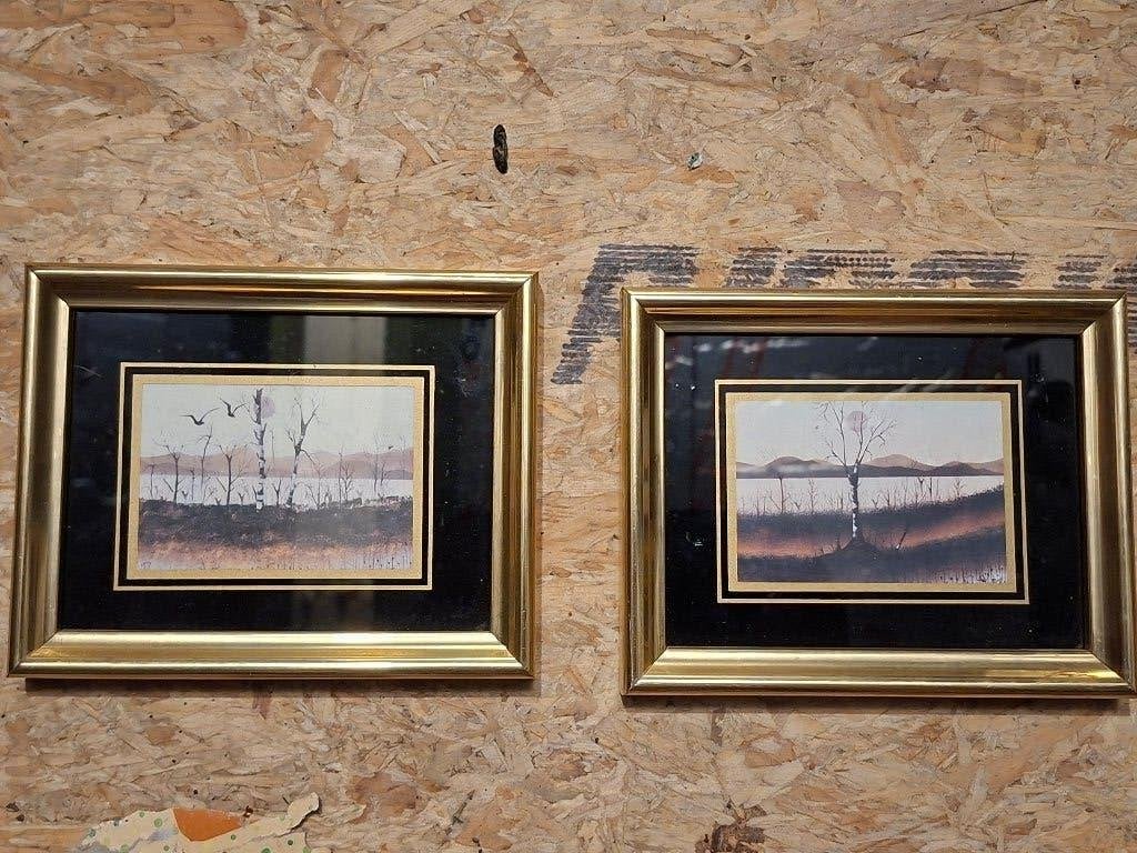 Lot de 2 cadres, Maison & Meubles, Enlèvement ou Envoi, Utilisé, Œuvre encadrée