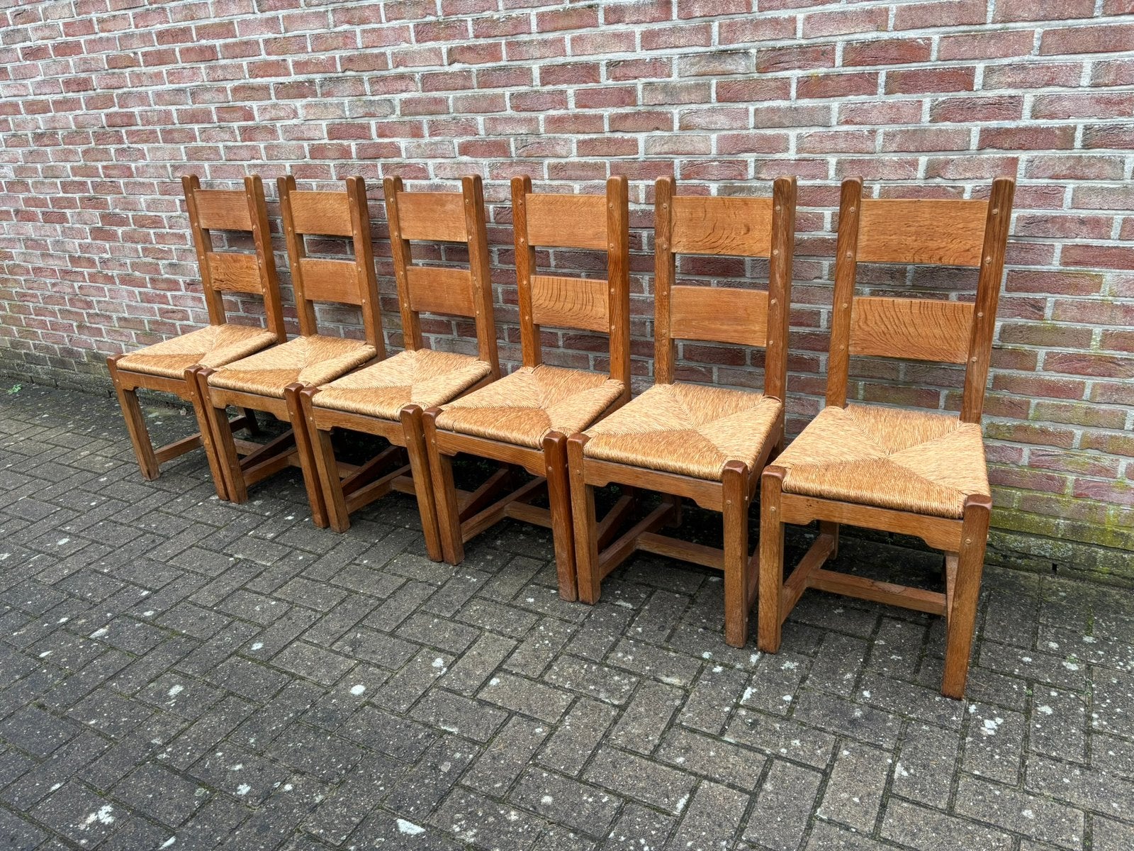 ❤️ brutalistische vintage design stoelen 🪑🪑🪑, Ophalen, Bruin, Hout