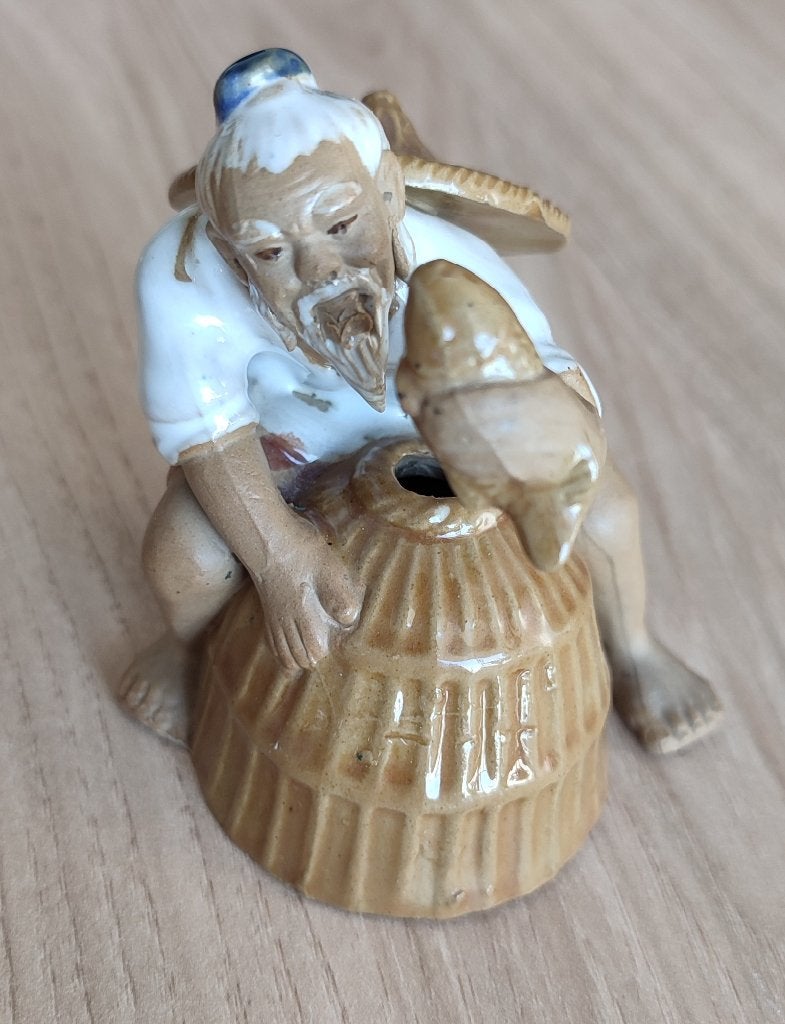 Vintage Chinees beeldje van Mudman - Visvisser, Ophalen, Zo goed als nieuw, Mens