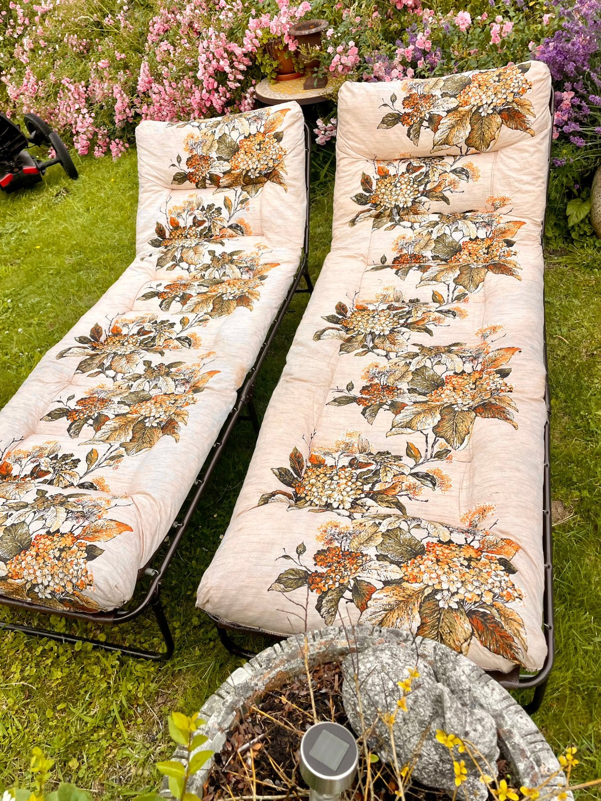 Prachtige originele set van 2 retro jaren ’70 ligbedden, Tuin en Terras, Ligbedden, Zo goed als nieuw, Verstelbaar, Ophalen