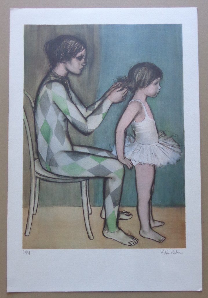 AUL SMOLDERS / BALLERINA'S / KLEURLITHO / 56x38cm / SIG, Édition limitée, Enlèvement ou Envoi, Portraits et figures, Lithographie