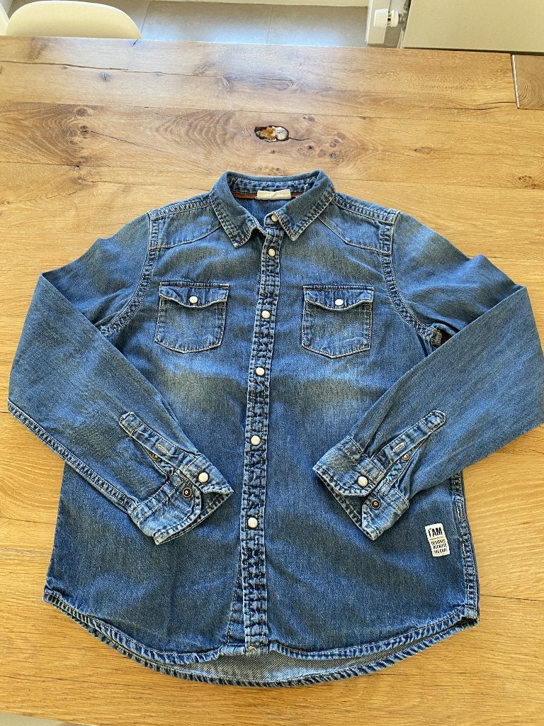 Donkerblauw Jeans hemd JBC, Gebruikt, Jongen of Meisje, Overhemd of Blouse, JBC
