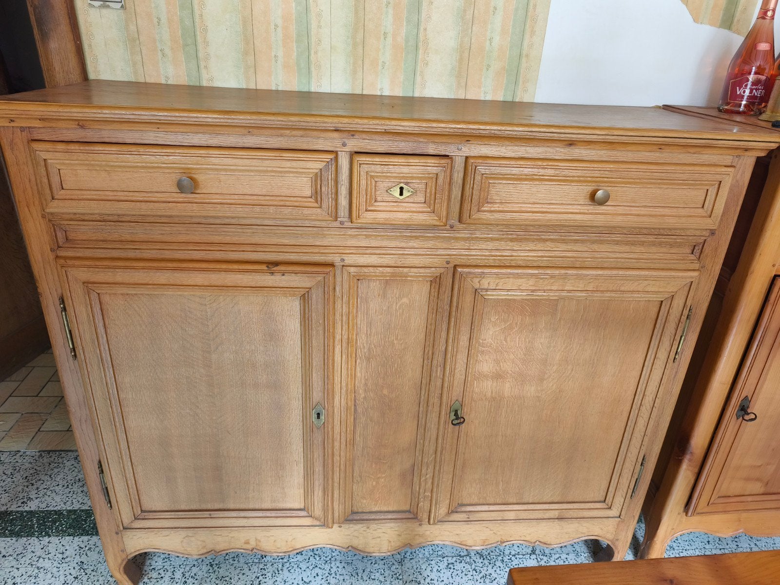 Ensemble buffet et étagère murale en chêne, Avec tiroir(s), Traditionnel, 100 à 150 cm, Enlèvement