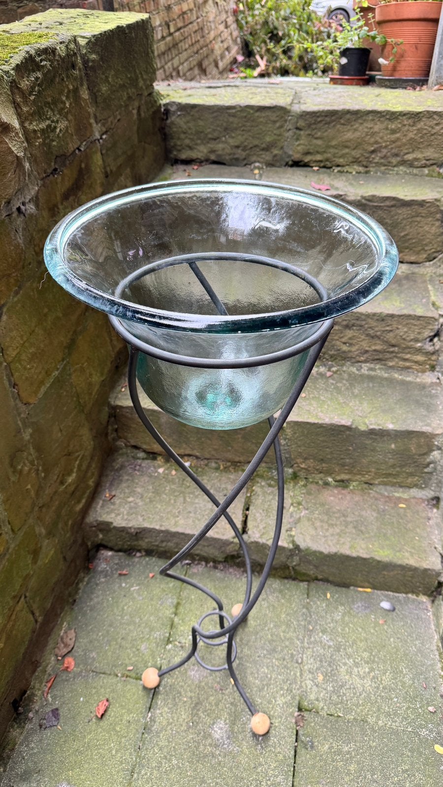 Pot pour plante en verre et fer forgé, Enlèvement, Comme neuf