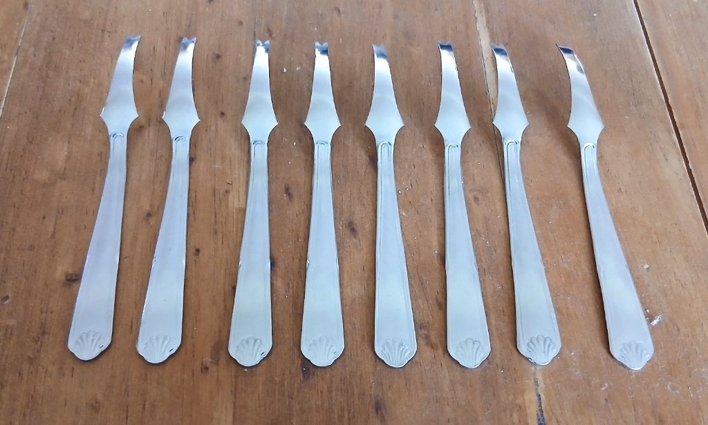 8 fourchettes à crustacés ou escargots en inox Guy Degrenne, Maison & Meubles, Cuisine | Couverts, Enlèvement, Utilisé, Autres marques