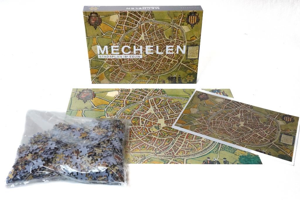 Pelckmans puzzel stadsplan van MECHELEN in de 16de eeuw, Hobby en Vrije tijd, Denksport en Puzzels, Gebruikt, Legpuzzel, 500 t/m 1500 stukjes