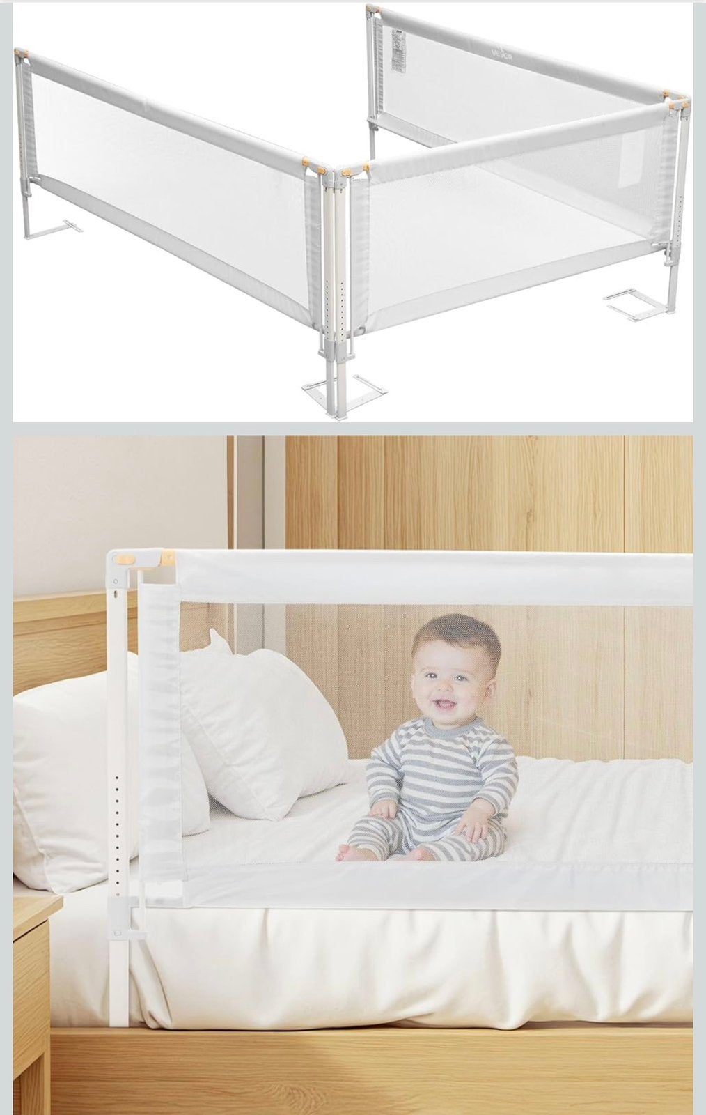 VEVOR 3 Pieces Toddler Bed Barrier (bedhekje) - 190x200cm, Enfants & Bébés, Enlèvement ou Envoi, Neuf, 180 cm ou plus, 100 cm ou plus