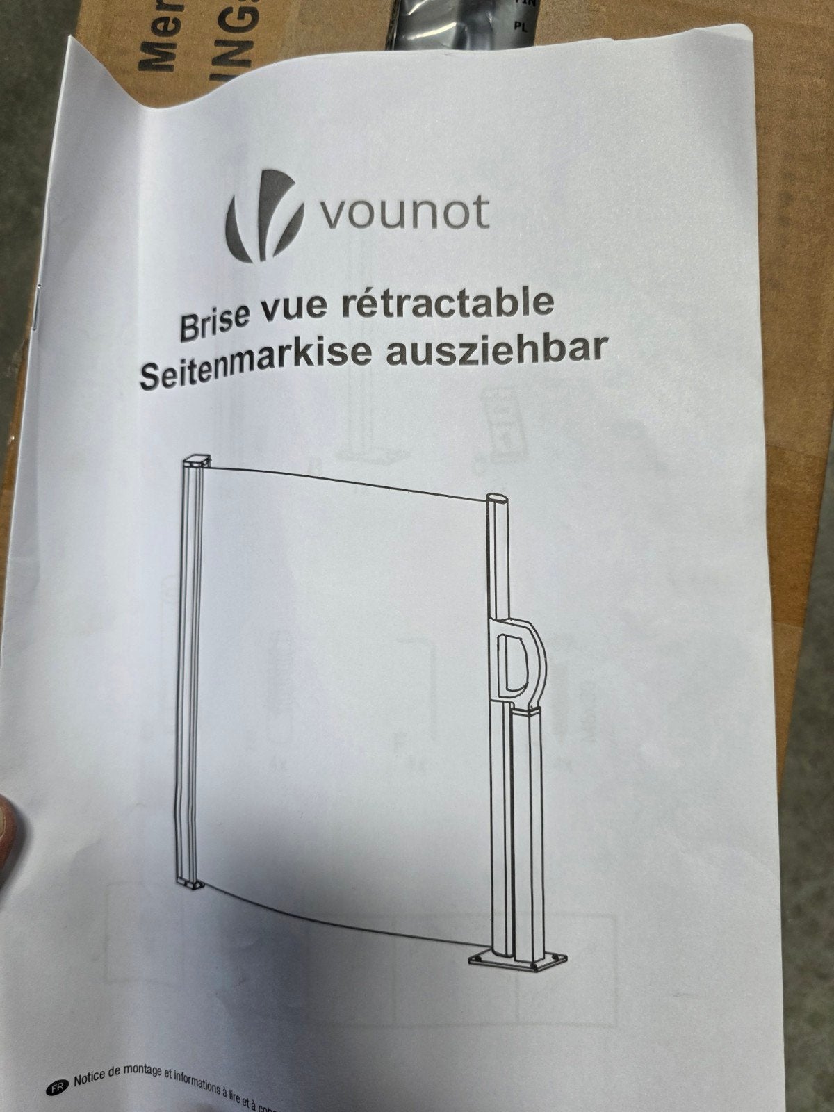 Brise vue rétractable, Enlèvement