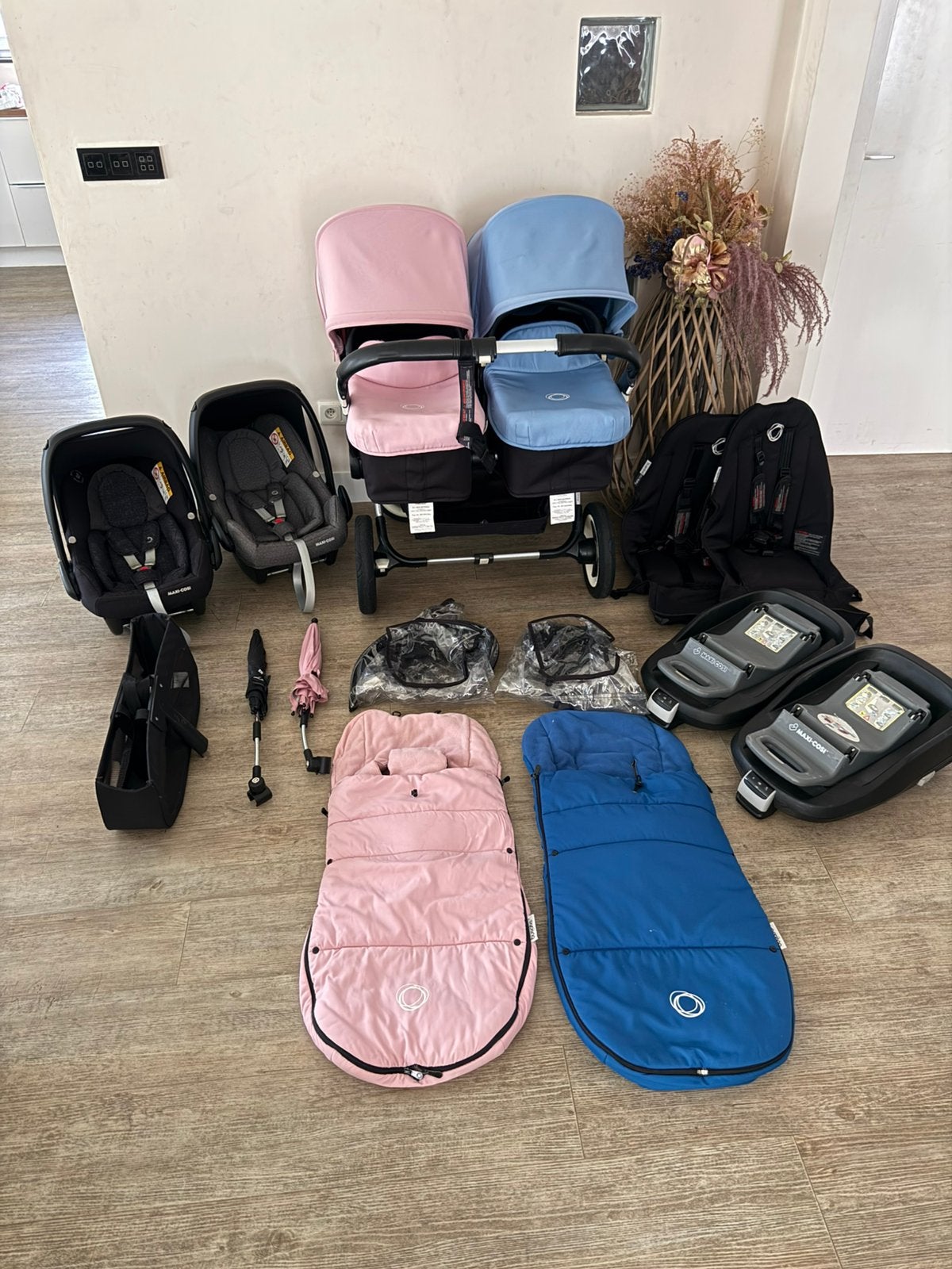 Bugaboo donkey dou kinderwagen met maci cosi, Kinderen en Baby's, Bugaboo, Ophalen, Kinderwagen, Luchtbanden