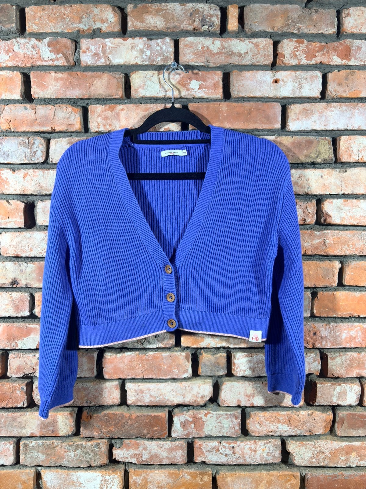 Cardigan en tricot côtelé bleu Hampton Bays taille 146, Enlèvement ou Envoi, Comme neuf