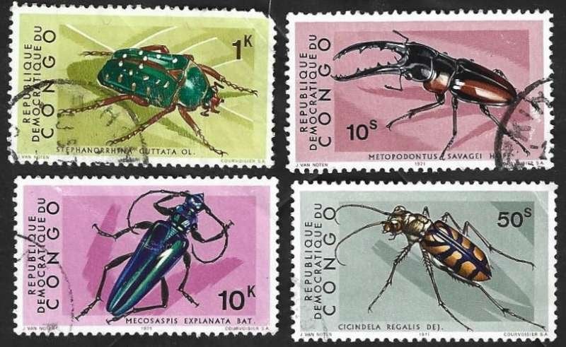 4 Postzegel Congo-Kinshasa 1971 Kevers, Ophalen of Verzenden, Overige landen, Gestempeld