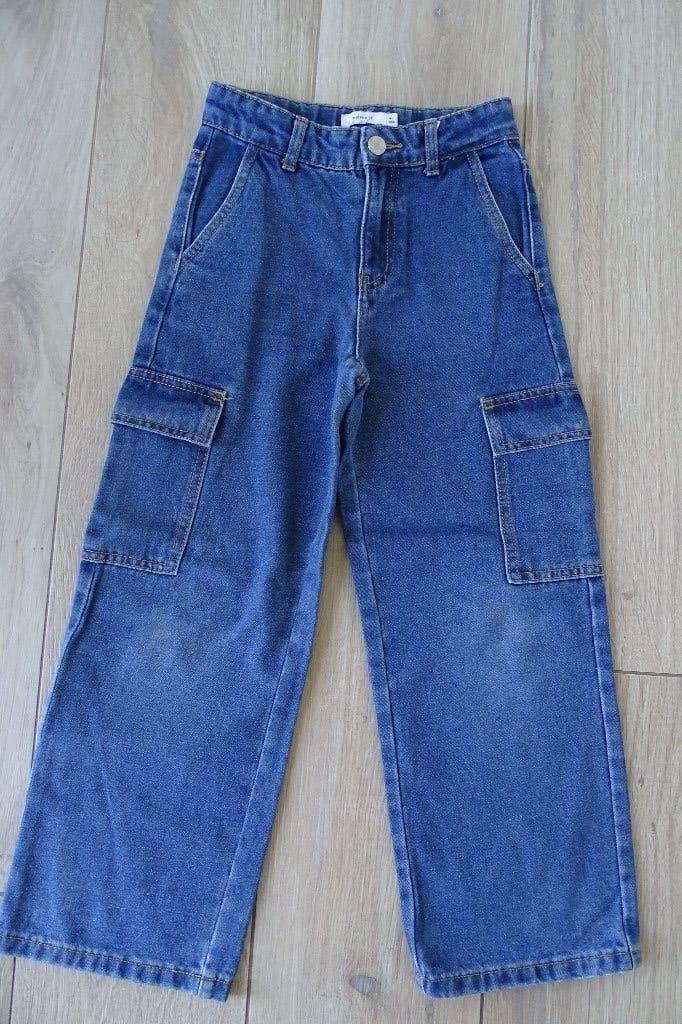 Donkerblauwe jeansbroek NAME IT maat 128, Kinderen en Baby's, Kinderkleding | Maat 128, Broek, Gebruikt, NAME IT., Meisje