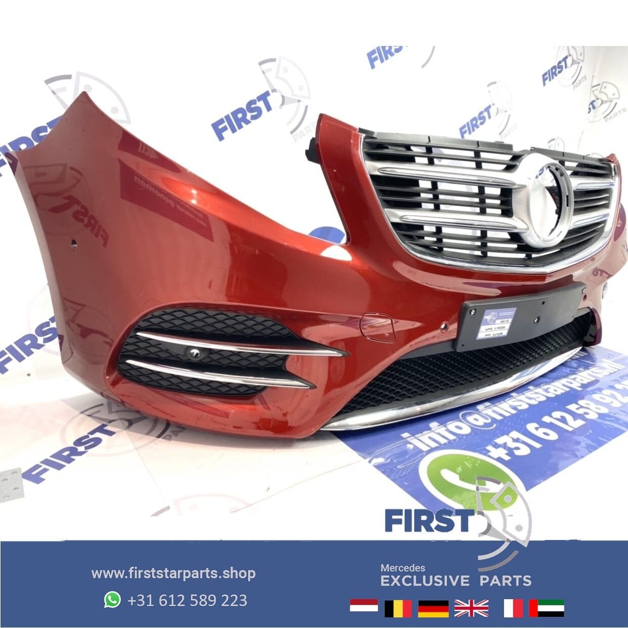 W447 VITO / V KLASSE AMG VOORBUMPER COMPLEET ROOD ORIGINEEL, Gebruikt, -, Voor, Ophalen of Verzenden