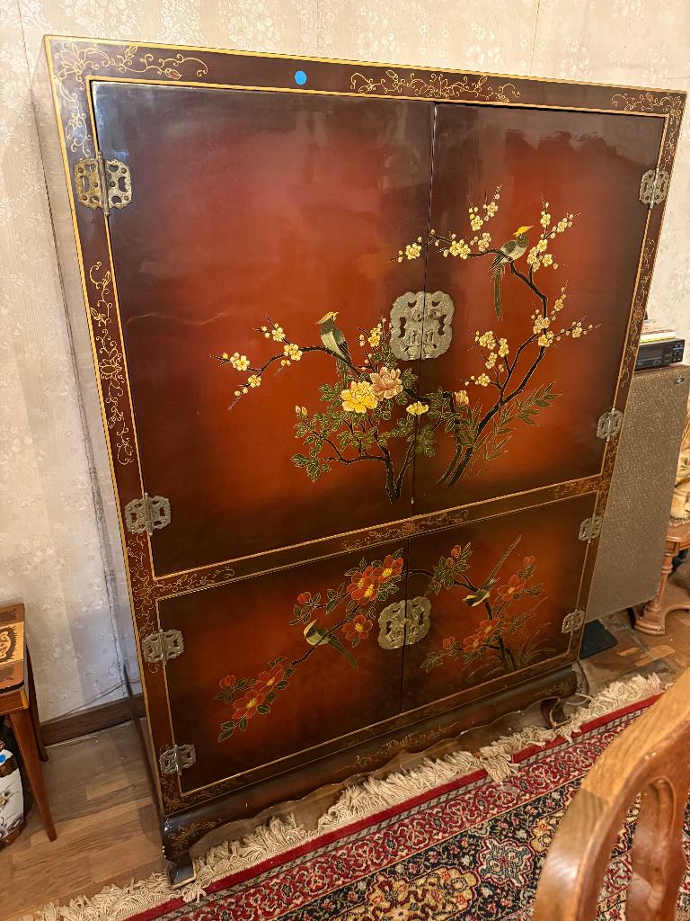 Vintage Oosterse lak kast, Antiek en Kunst, Ophalen