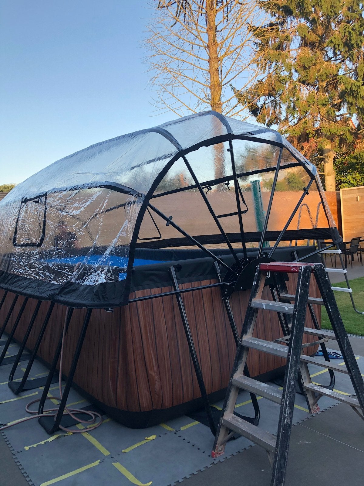 Zwembad met overkappin/warmtepomp/glasfilter/kuisrobot /, Gebruikt, 200 tot 300 cm, Rechthoekig, Ophalen
