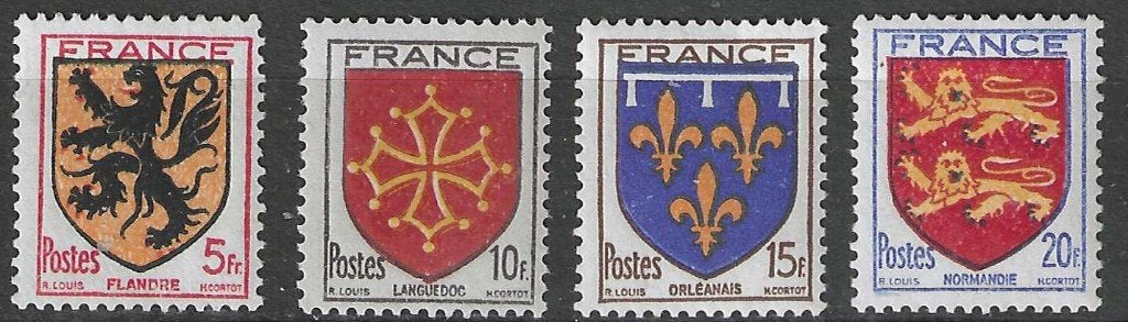 Frankrijk 1944 - Yvert 602-605 - Wapenschilden (PF), Verzenden, Postfris