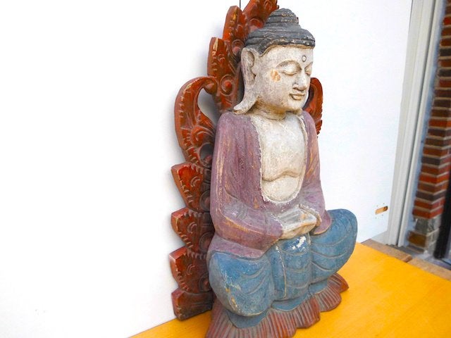 Statue de Bouddha en bois/51 x 30 cm, Enlèvement ou Envoi, Bois