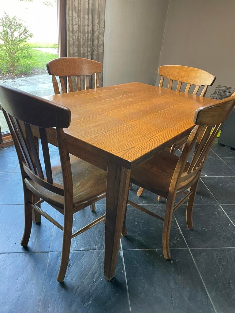 Tafel met 4 stoelen, Enlèvement, Utilisé, Quatre personnes, Rectangulaire