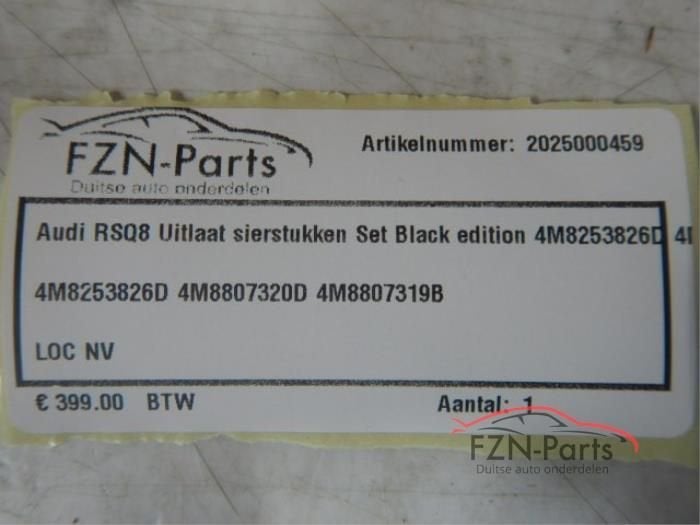 Audi Q8 RSQ8 Uitlaat Sierstukken Set Black Edition, Ophalen of Verzenden, Gebruikt