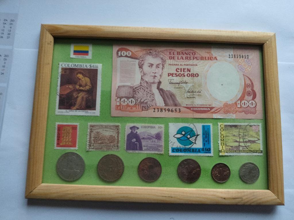 postzegels , munten ; Colombia, Ophalen of Verzenden, Setje