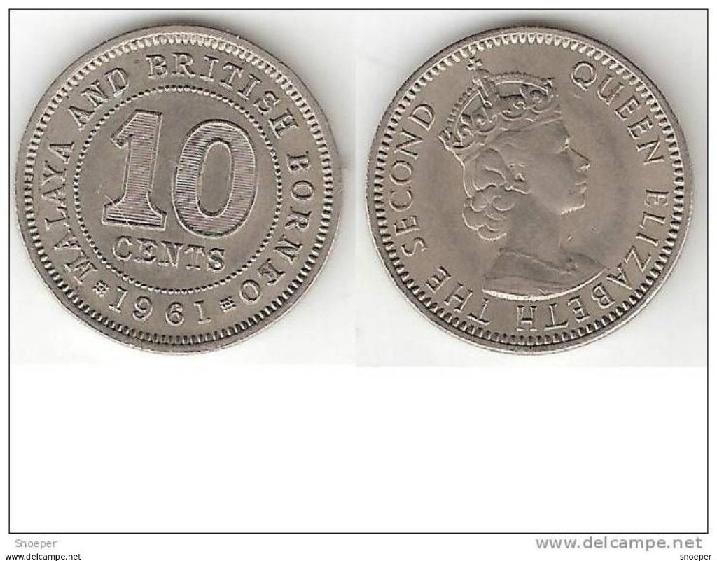 malaya britisch borneo 10 cents 1961 km 2 XF+, Timbres & Monnaies, Monnaies | Asie, Envoi, Asie du Sud Est, Monnaie en vrac