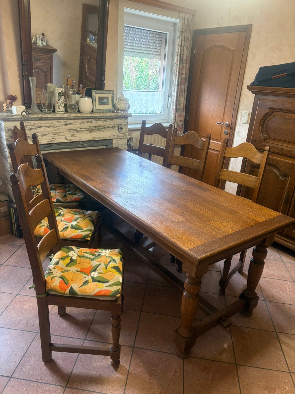 Salle à manger complète CHÊNE MASSIF, Enlèvement, Utilisé, Rustique, 4 à 6 chaises