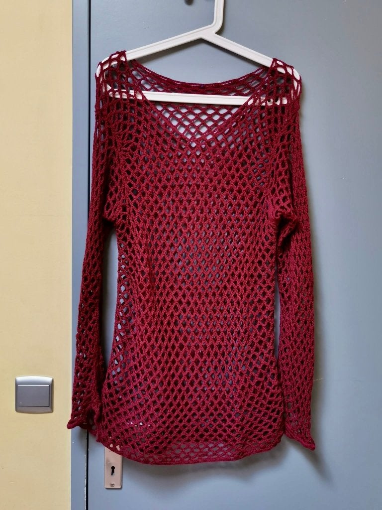 Tuniek trui,  maat TU - GIULIANA'S CROCHET, Enlèvement ou Envoi, Comme neuf, Rouge