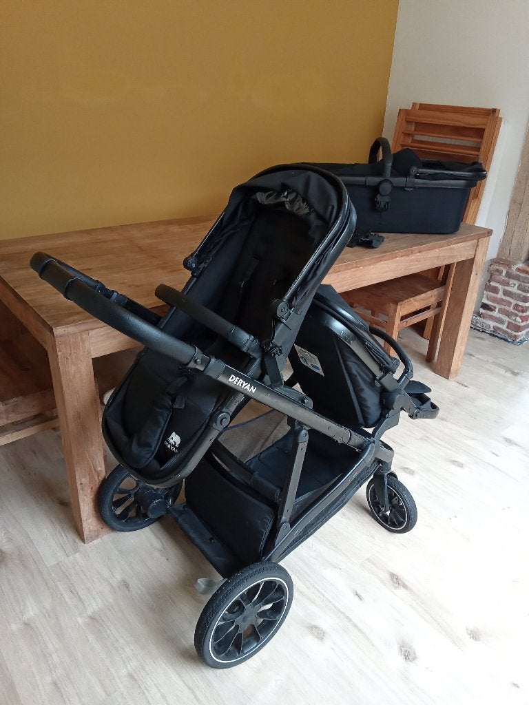 Deryan duo kinderwagen Evy V2 zwart, Kinderen en Baby's, Kinderwagens en Combinaties, Gebruikt, Combiwagen, Verstelbare duwstang