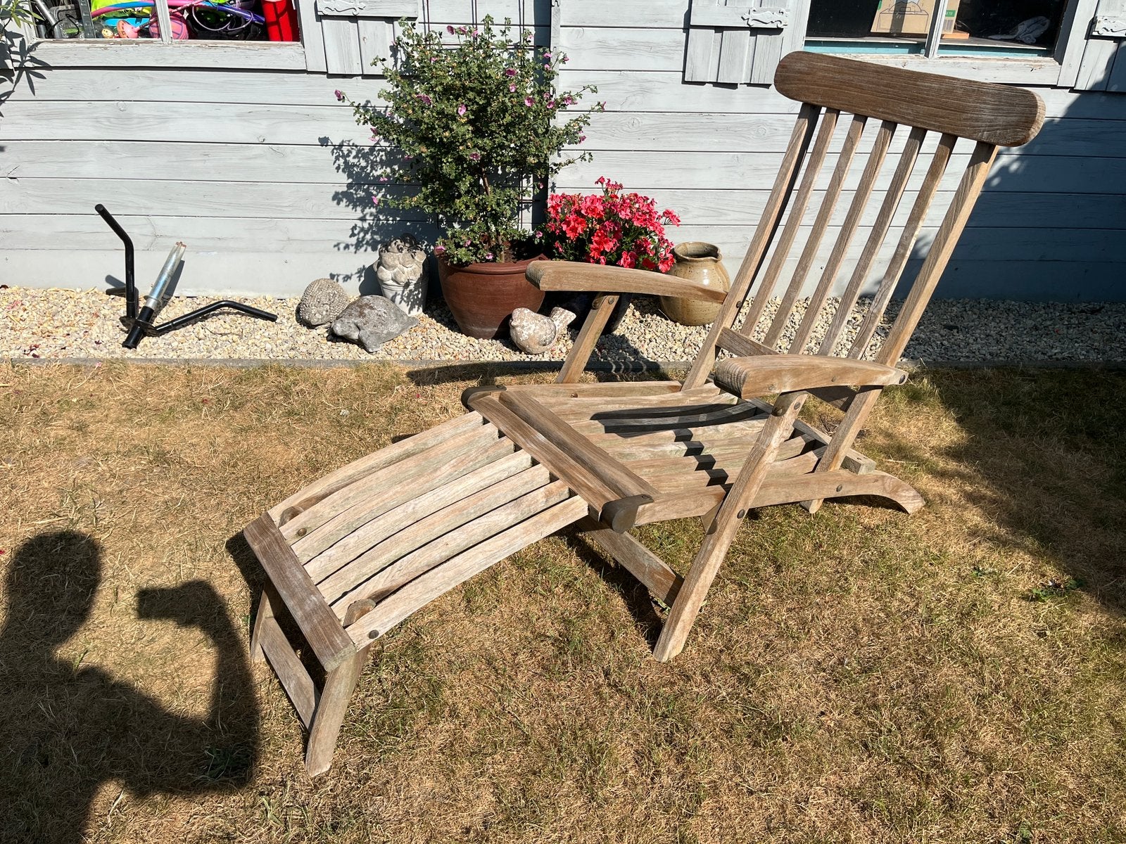 Teak tuinstoel met kussen, Jardin & Terrasse, Ensembles de jardin, Enlèvement, Utilisé, Bois de teck