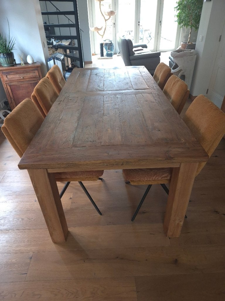 Eettafel massief teak, Teck, Comme neuf, 100 à 150 cm, Enlèvement