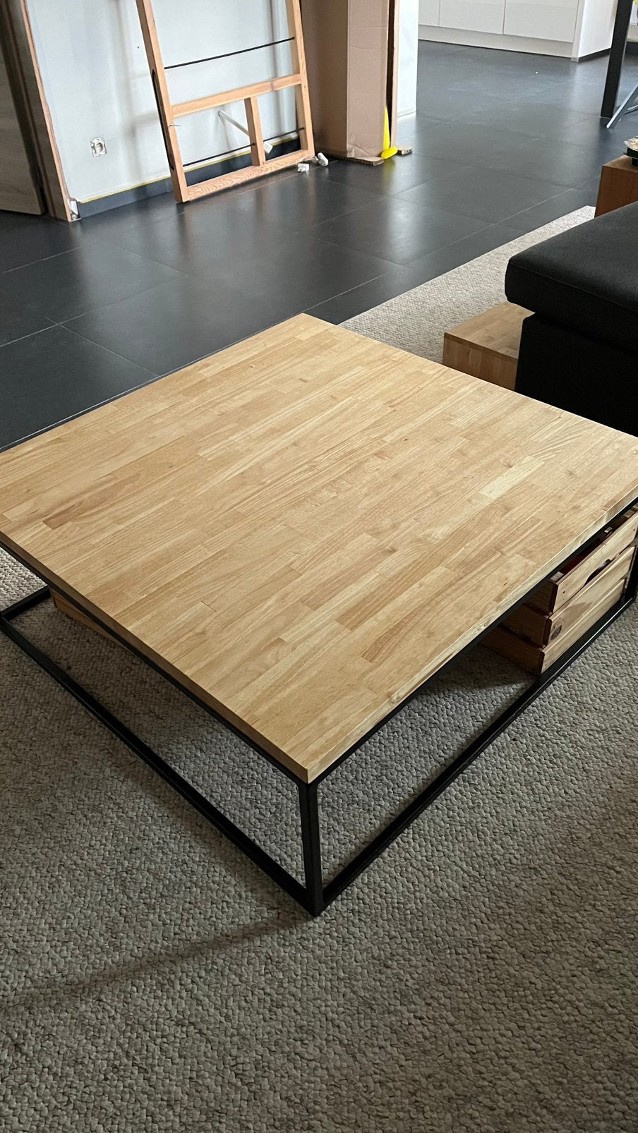 Salontafel rubberwood staal, Ophalen, Zo goed als nieuw