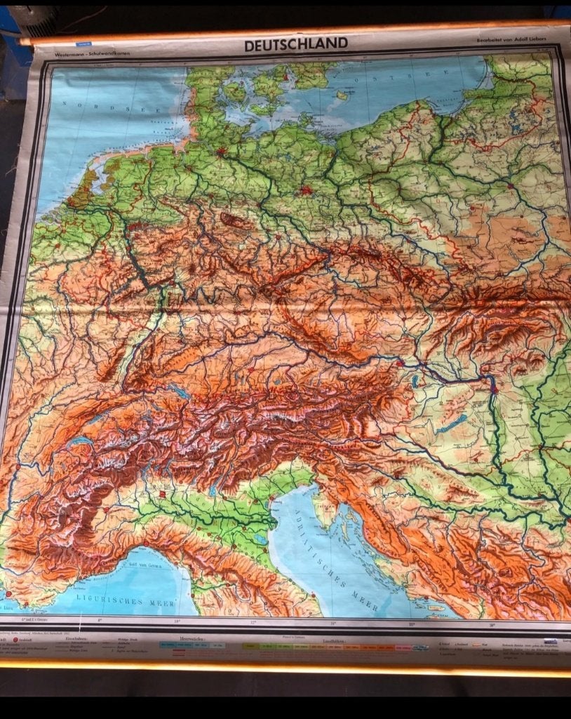 Carte physique de l'Allemagne en langue allemande, 1965, Enlèvement