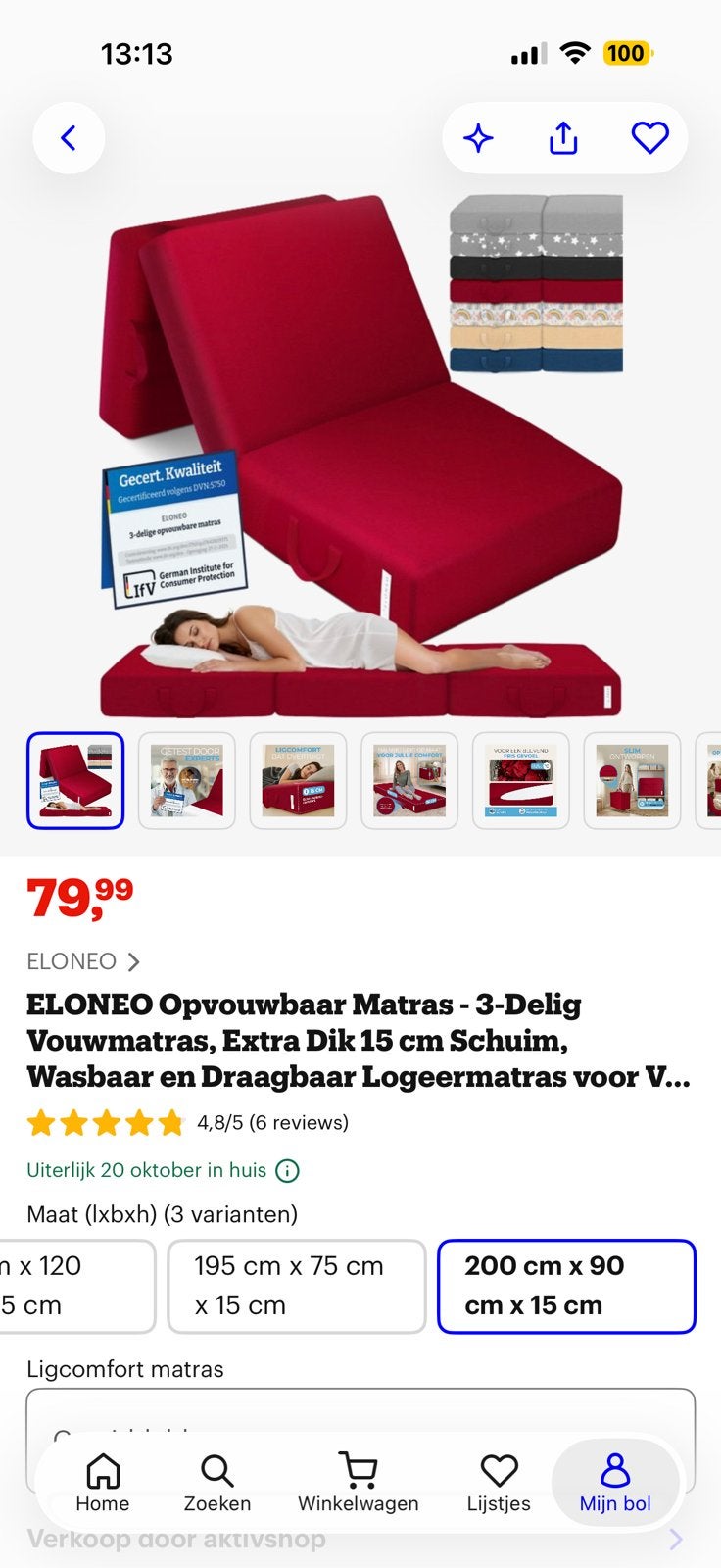 3-delig vouwmatras 15 cm schuim, Ophalen, Eenpersoons, Overige maten, Overige maten