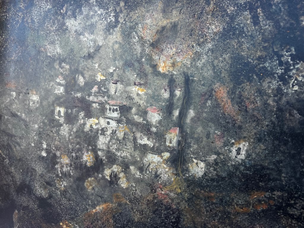 Schilderij “Spaans bergdorp” door Vlaams kunstenaar R. Saey, Antiek en Kunst, Ophalen, Landschap