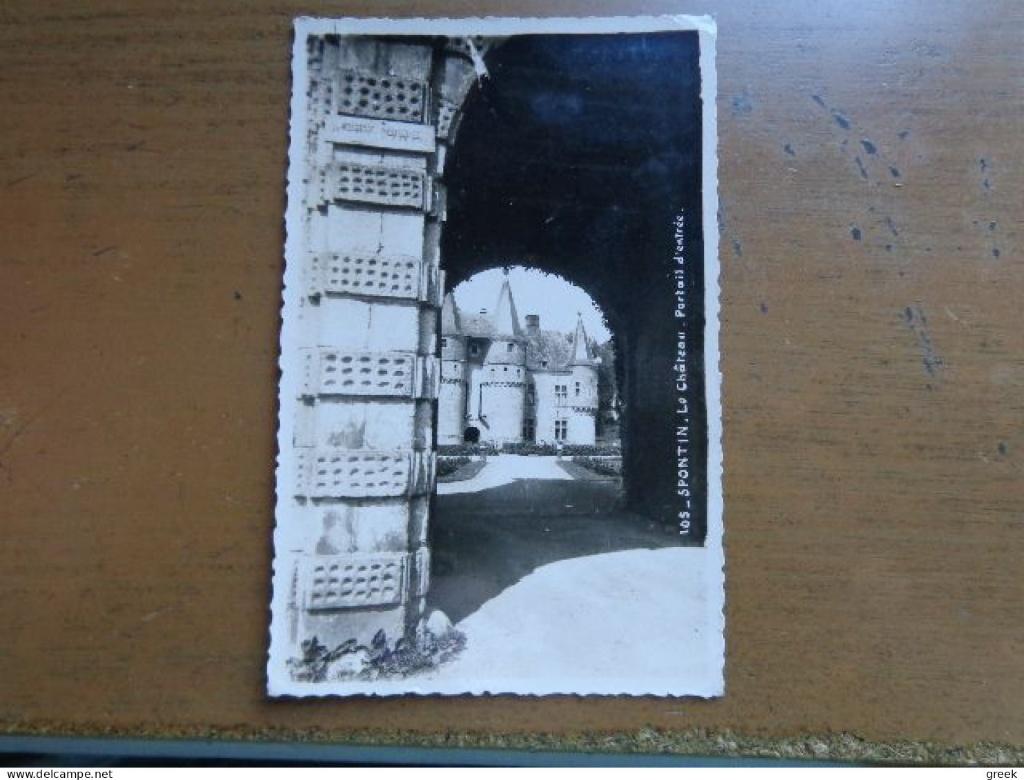 Postkaart Spontin, le chateau, portail d'entrée, Envoi, Affranchie, Namur