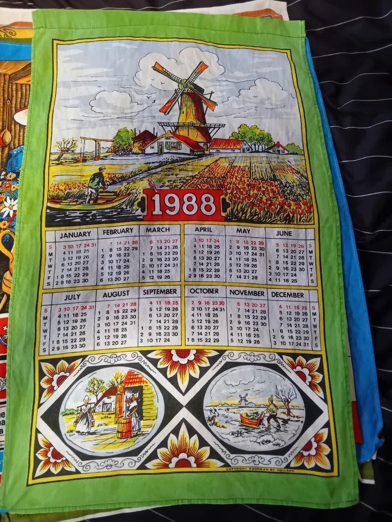 Torchon calendrier 1988 hollande, Divers, Calendriers, Enlèvement ou Envoi, Calendrier annuel, Utilisé