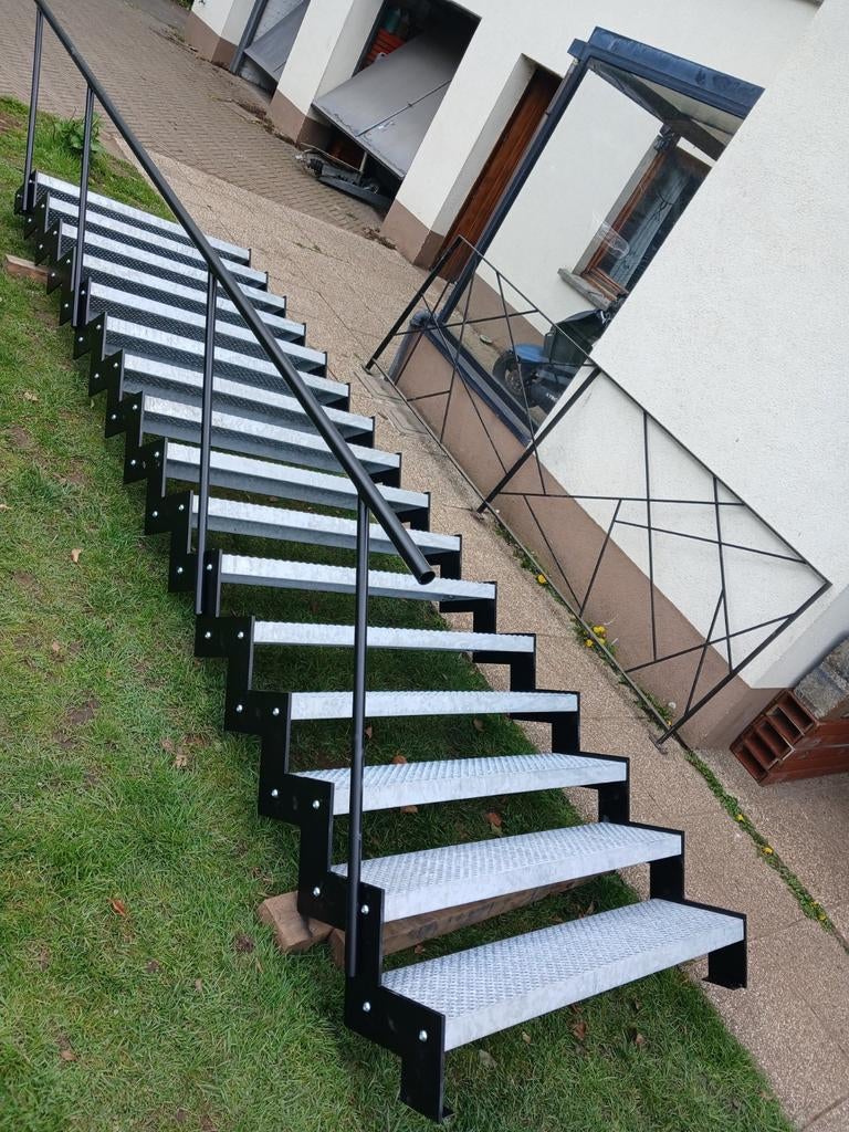 trap trappen ijzer bordes gegalvaniseerd metal, Ophalen of Verzenden, Trap