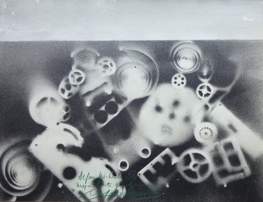 LUCIEN VAN DEN DRIESSCHE / TANDWIELEN ORIGINEEL 30x39cm SIG, Antiek en Kunst, Ophalen of Verzenden