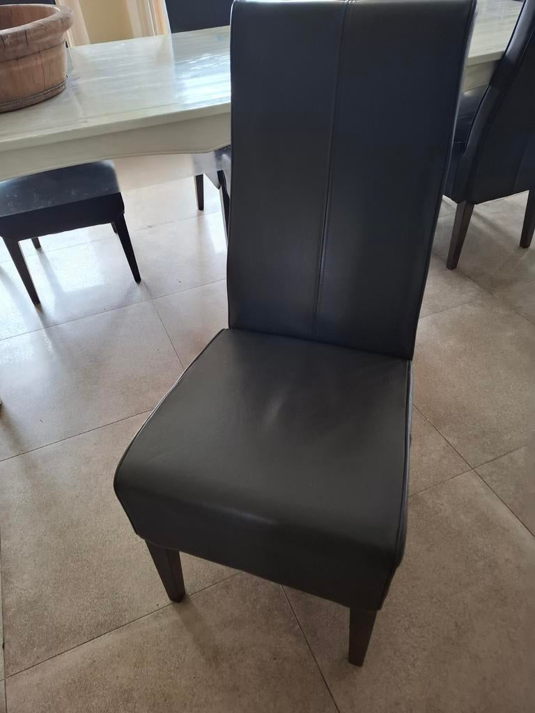 6 lederen stoelen met tafel, Huis en Inrichting, Stoelen, Ophalen