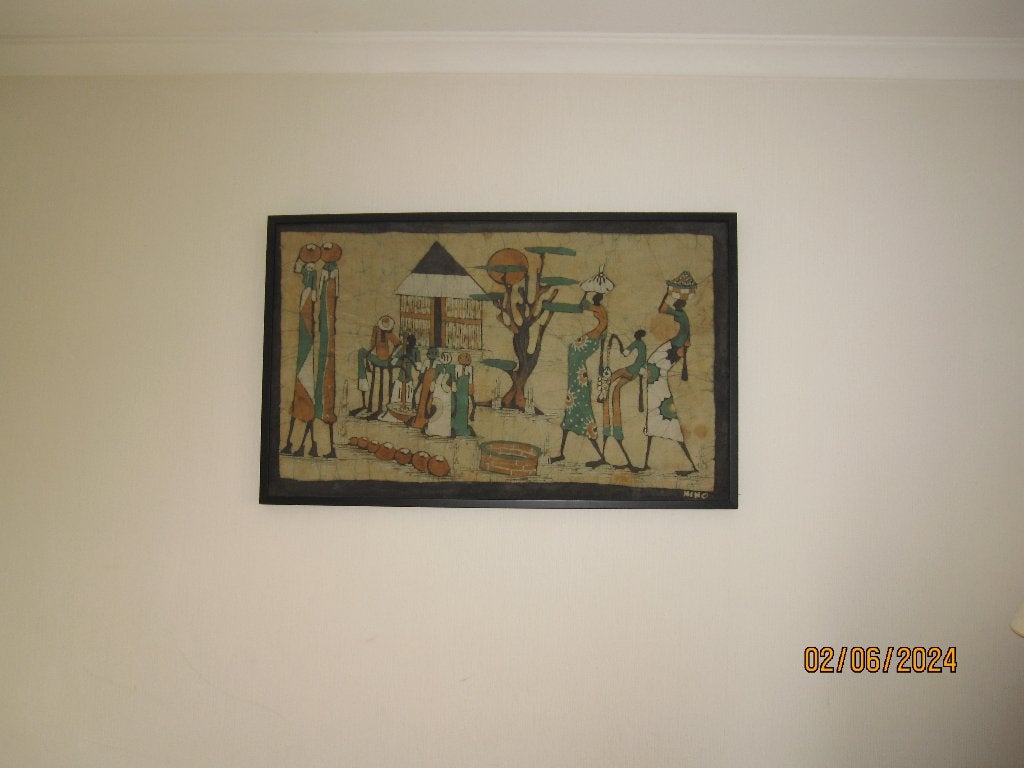 cadre africaine, Textile, Autres techniques, Sur cadre en bois, Enlèvement